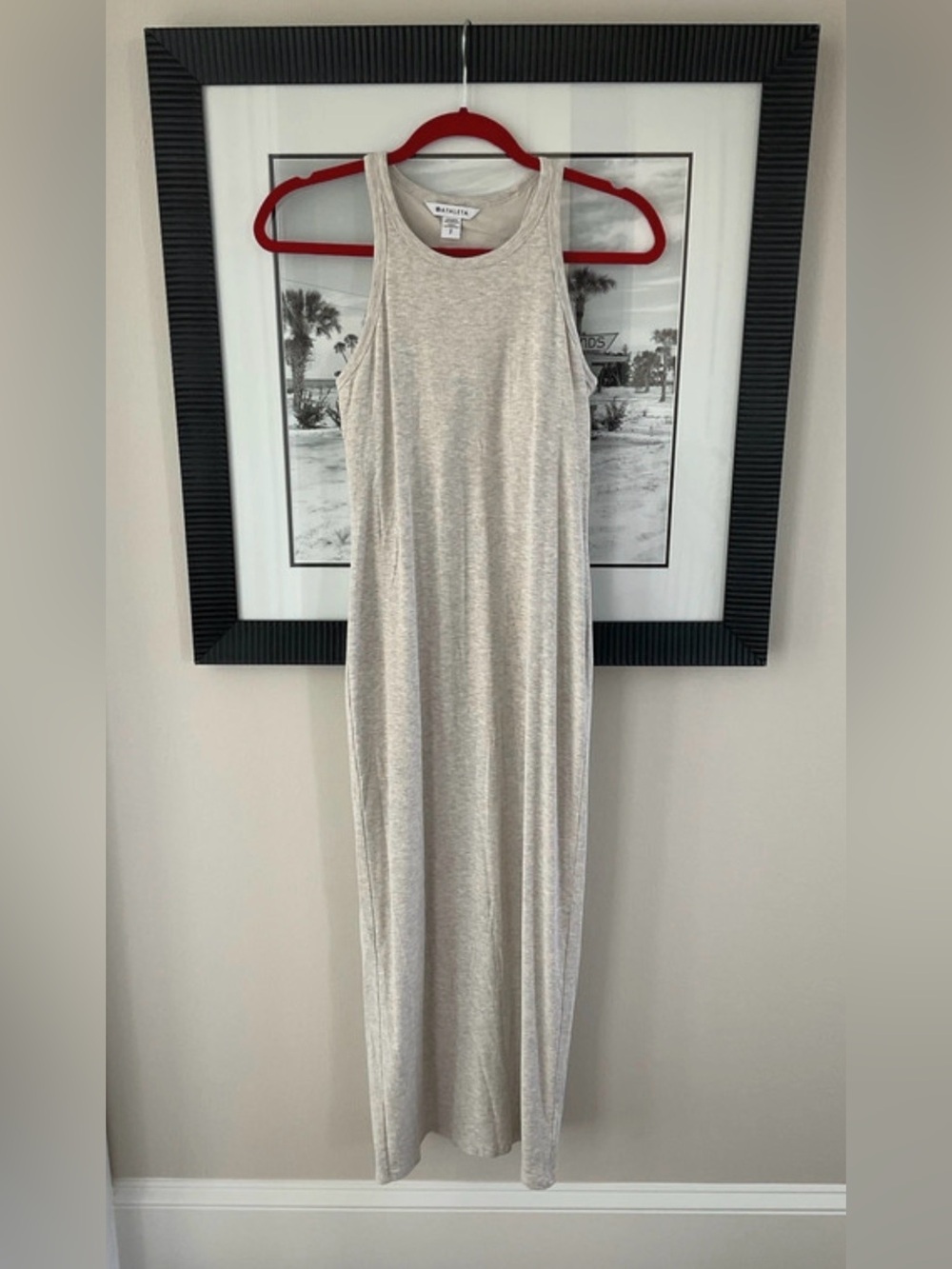 Athleta SIGNATURE RIB MAXI DRESS in Oatmeal Small EUC